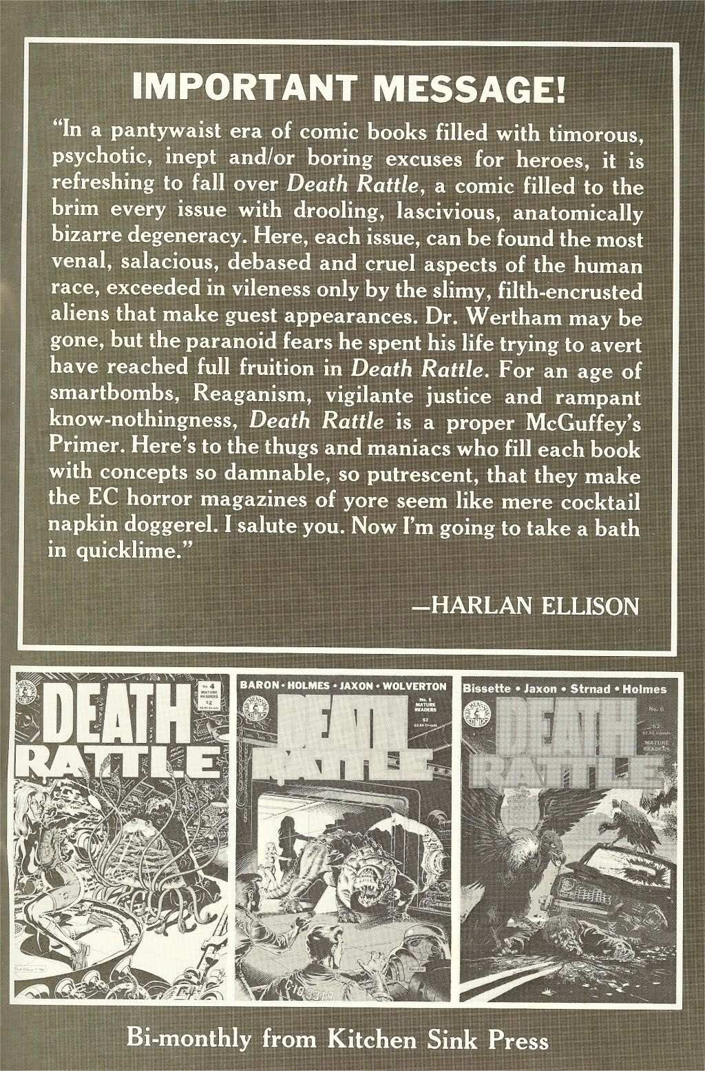 Death Rattle #7, text by Harlan Ellison
