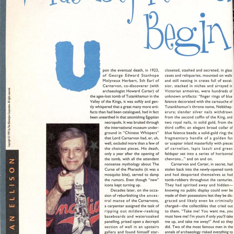 Wizard 1996 Price Guide Annual, "Words Before You Begin" by Harlan Ellison
